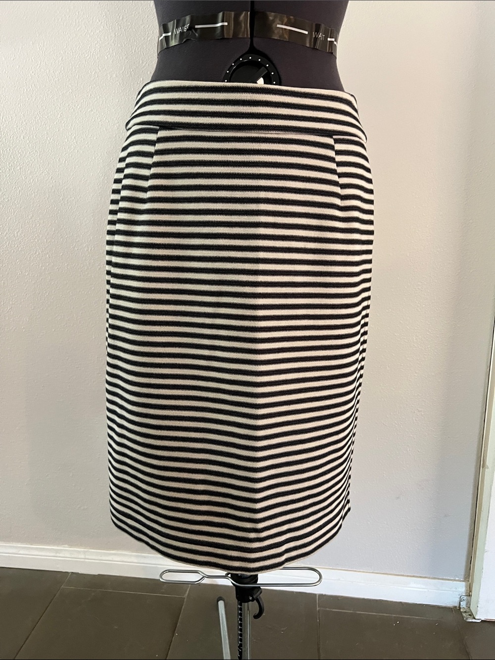 Banana Republic Black and White Striped Pencil Skirt